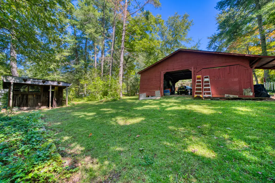 Back lawn looking toward the red barn