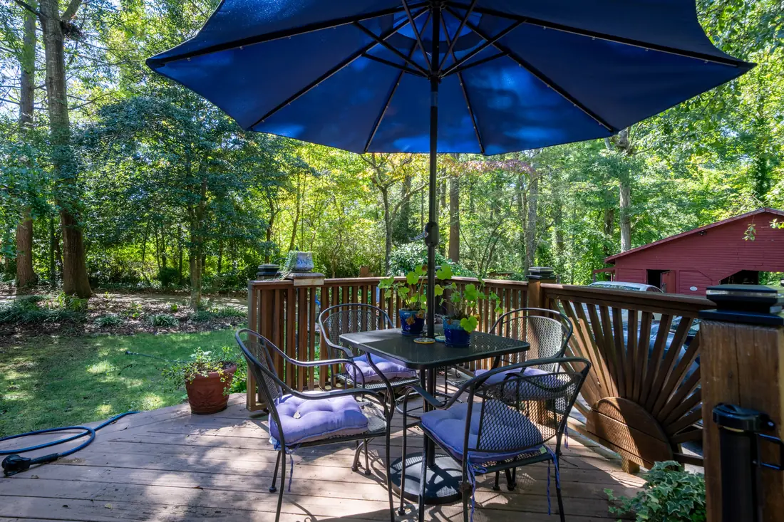 Back deck with umbrella table