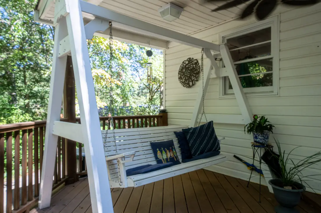 Covered porch with swing